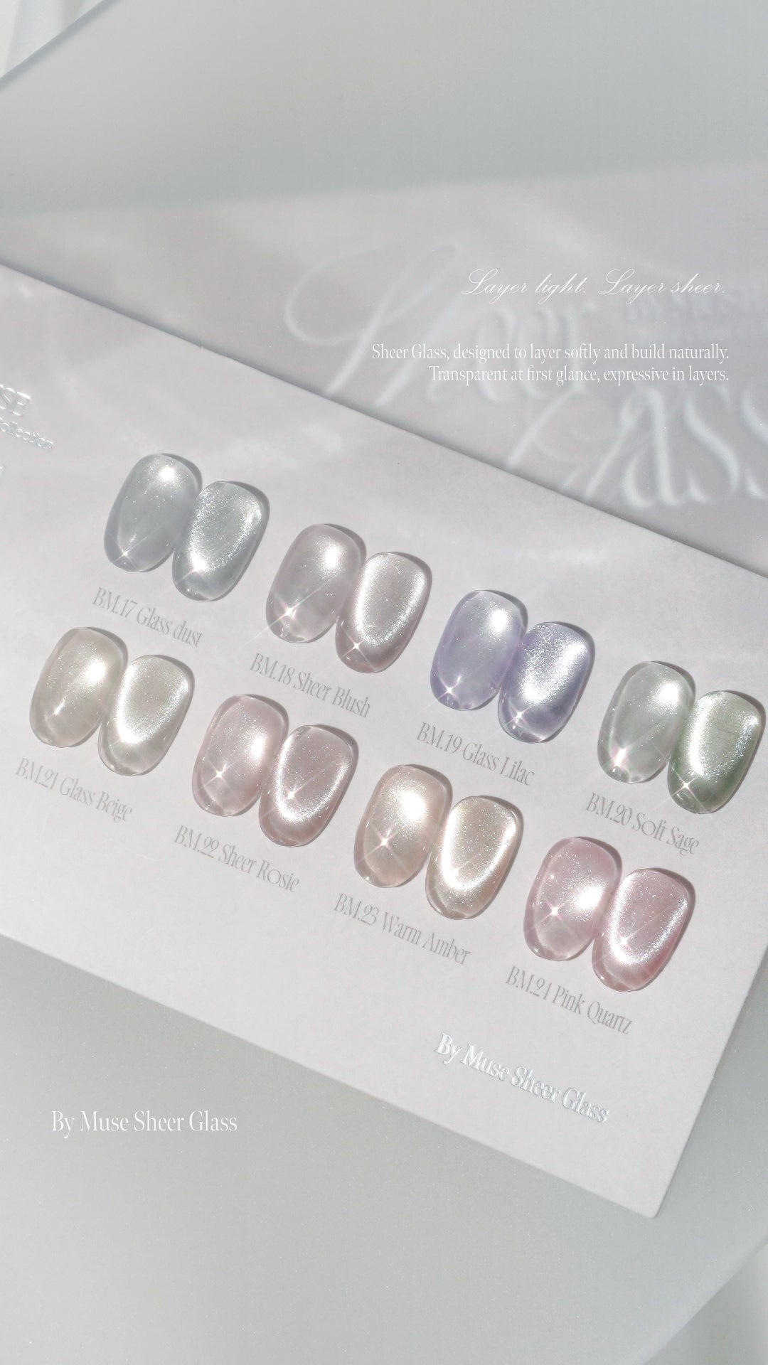 BY MUSE Sheer Glass Magnetic Gel Polish, Set 8 x 10ml
