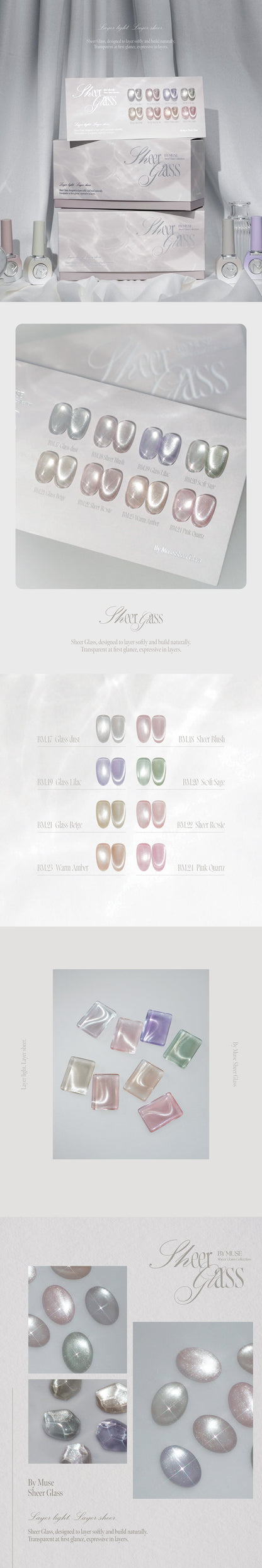 BY MUSE Sheer Glass Magnetic Gel Polish, Set 8 x 10ml