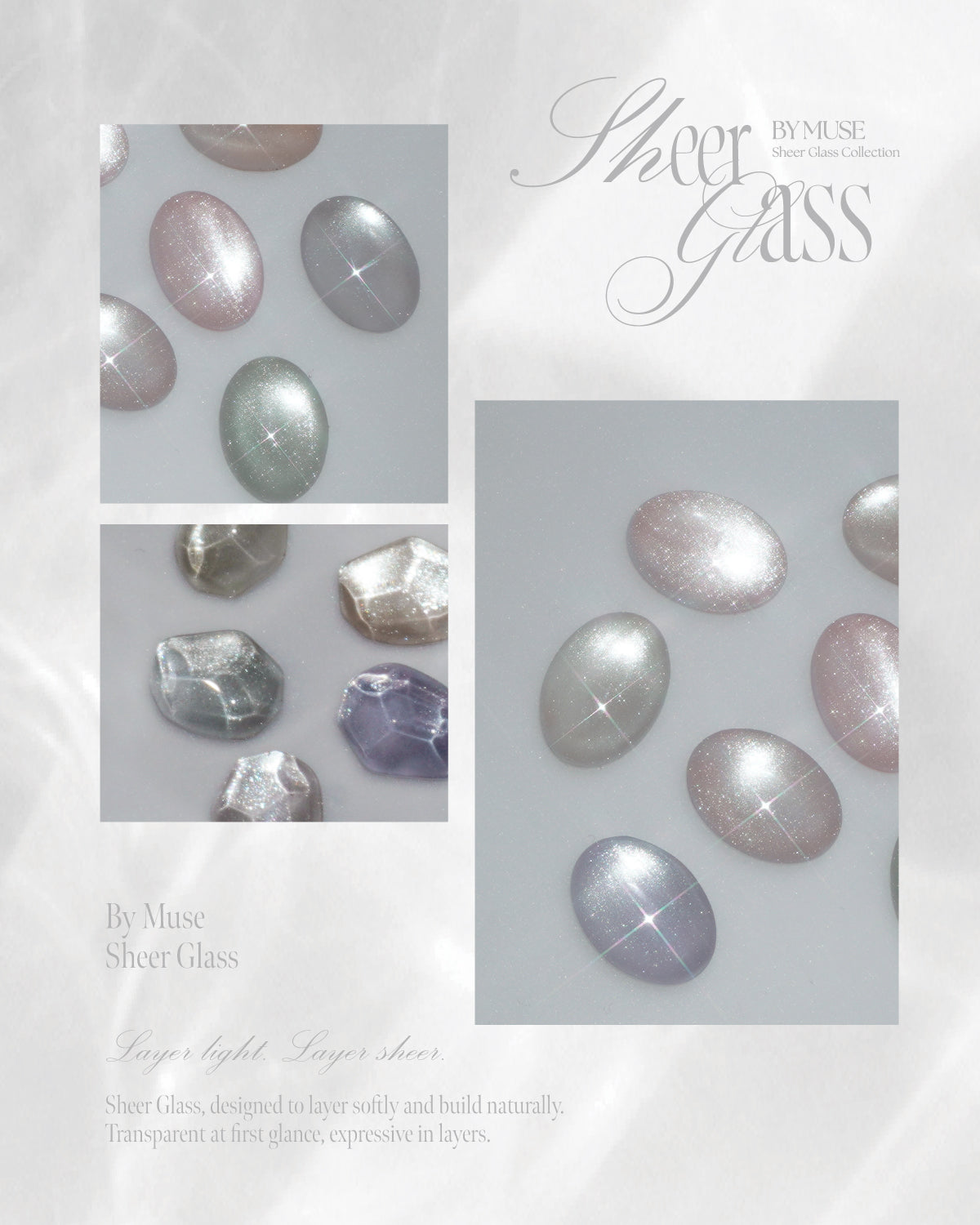 BY MUSE Sheer Glass Magnetic Gel Polish, Set 8 x 10ml