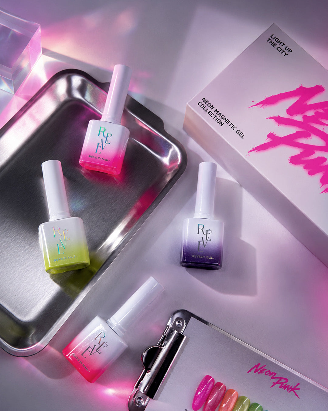 REVE IN NAIL Neon Punk Magnetic Gel Polish Set, Set 10 x 10ml