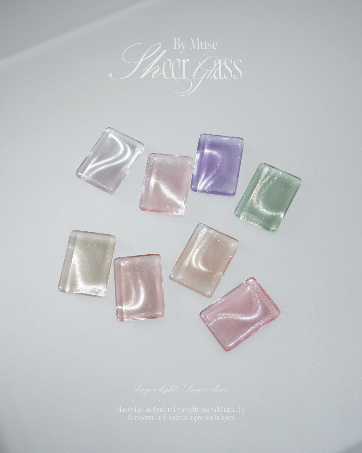 BY MUSE Sheer Glass Magnetic Gel Polish, Set 8 x 10ml