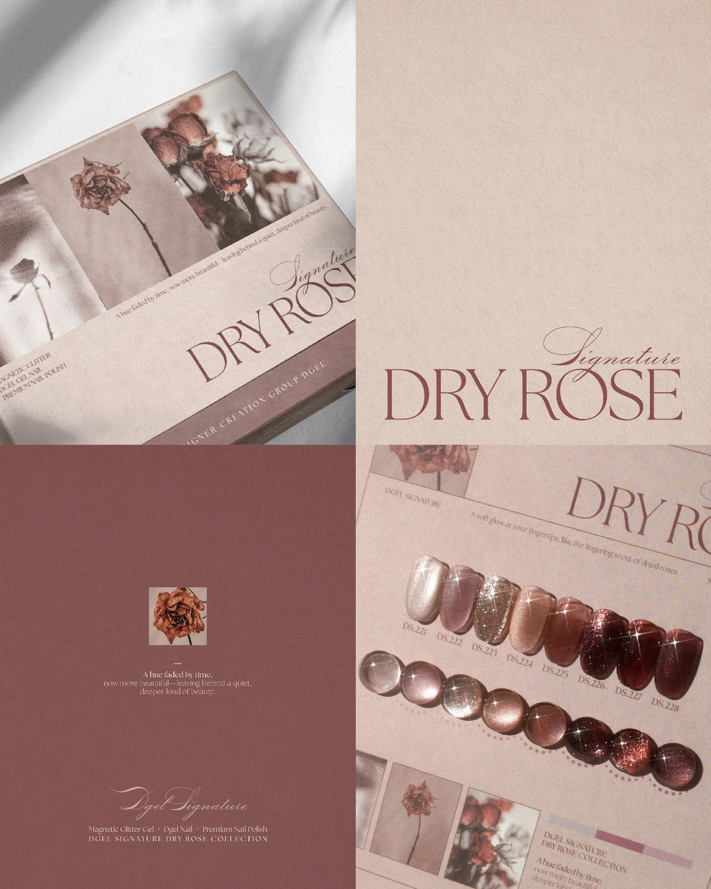 DGEL Signature Dry Rose Magnetic Gel Collection, Set 8 x 12ml