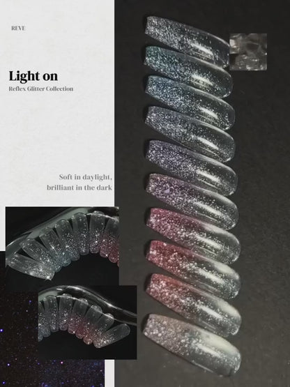REVE IN NAIL Light On Glitter Gel Polish, Set 10 x 10ml
